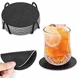 Chitomars Untersetzer Gläser 12er Set, Doppelseitigen Leder Untersetzer Rund rutschfest Glasuntersetzer Abwaschbare Getränkeuntersetzer Kunstleder Glas Untersetzer-Set (Schwarz, Quadratisch)