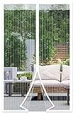 DIKER Fliegengitter Magnet Tür, 140x240cm Fliegenvorhang Magnet Balkontür Ohne Bohren, Insektenschutz Vorhang, Moskitonetz türe, fliegentüren für Wohnzimmer Terrassentür (Weiß)