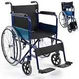 Mobiclinic®, Faltrollstuhl, Alcázar, Europäische marke, Sitz 46 cm, Manuelle bremse, Feste armlehnen und klappbare fußstützen, Farbe: blau/schwarz