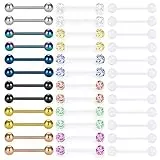 Mayhoop 36er Zungenpiercing Brustwarzenpiercing Set 16mm Piercing Schmuck 3 Stil Bioflex Kunststoff Barbell 316L Chirurgenstahl Piercing Schmuck