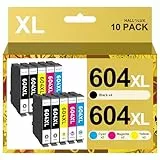HALLOLUX 604 Druckerpatronen 604 XL Kompatibel für Epson 604 Patronen 604XL Multipack für Epson XP 2205 Patronen für XP 3200 XP 4200 XP 3205 XP 4205 Workforce WF 2930 WF 2935 WF 2910 (10er-Pack)