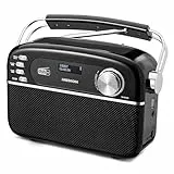 MEDION E66809 DAB Plus tragbares Solar Radio (Retro Design, Solarpanel, Bluetooth, DAB+ UKW, integrierter Akku, USB Anschluss, AUX, Sleeptimer, Teleskopantenne) schwarz