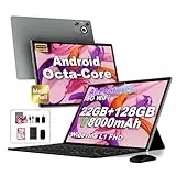 Dghrti 2025 Newest Tablet 10 pollici Android 14, 22GB RAM 128GB ROM/TF 1TB, Octa-Core, 8000mAh, Corpo in Metallo, Face ID, Protezione Occhi, Mouse, Gray