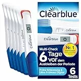 Clearblue Schwangerschaftstest Multi-Check Ultra Früh Kombipack, Ergebnisse 6 Tage früher (10m IU/ml), mit keinem anderen Test können Sie früher testen, 6 Teststäbchen (1 digital, 5 visuell)