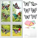 MONCAP Schmetterling Bastelset für Kinder - Fensterbilder und Papierbastelset - Kreative DIY für Mädchen und Jungen - Kindergeburtstag, Sommer, Frühling Party Geschenke