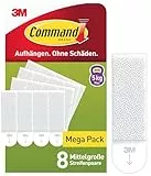 Command Klebestreifen, Packung 8x2 Mittel (16 Strips), Weiß - Bilder Aufhängen ohne Bohren, Streifen halten bis zu 5 kg, Rückstandsfreies Ablösen