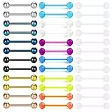 Mayhoop 36er Zungenpiercing Brustwarzenpiercing Set 16mm Piercing Schmuck 3 Stil Bioflex Kunststoff Barbell 316L Chirurgenstahl Piercing Schmuck