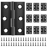 Yeepeo 10 Stück Scharniere Klappbar 44mm × 31mm, Schwarz Edelstahl Scharnier Klavierband Scharnieren Klein Scharnierband, Türscharnier für Türen Fenster Schränke mit 60 Stück Schrauben