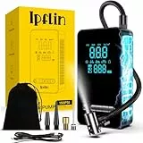 Ipflin Elektrische Luftpumpe, 150 PSI Tragbare Akku Kompressor 12V 5000mAh, Wiederaufladbarer Luftpumpe Fahrrad mit LED-Licht, Elektrische Fahrradpumpe für Auto, E-Bike, Motorrad