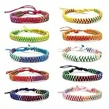 TONAUP Böhmische Gewebte Armbänder, Handgefertigt Verstellbar Freundschaftsarmbänder, Geflochtenes Wickelarmband Armband für Damen Herren Handgelenk Fußkettchen (Bunte 10-Farben)