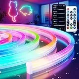 Lphianx Neon Rope Light, 3m LED Neon Flex with Music Sync, Compatible with Alexa, Google Assistant, LED Strip Lights for Bedroom Living Gaming Room Wall Decor (Not Support 5G WiFi)