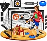 KESSER® Fussballtor 2er Set | Tolles Fußball Geschenk für Kinder, Indoor und Outdoor Garten : Antirutsch - Inkl. Fussball Trainingszubehör: Hütchen, Zielscheibe, Sporttasche, Ballpumpe, Schwarz