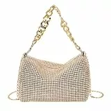 DiiWmme Beuteltasche für Damen, glitzernd, schwarz, Clutch mit Kordelzug, abnehmbarer Kettenriemen, elegante Schultertasche, Crossbag für Hochzeit, Party, Abendtasche, für Mädchen und Damen, gold