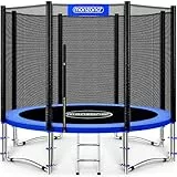 MONZANA® Trampolin Ø 305 cm TÜV SÜD GS Zertifiziert Komplettset mit Sicherheitsnetz, Leiter, Randabdeckung & Zubehör - Kindertrampolin Gartentrampolin