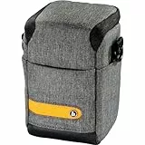 Hama Kameratasche „Terra“ aus Recycling-Polyester (Fototasche für Digitalkamera mit Objektiv 8 x 7,5 x 13 cm, Trageriemen zum Umhängen als Schultertasche, Gürtelschlaufe für Bauchtasche) grau
