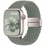 Higgs Geflochtenes Armband Kompatibel mit Apple Watch 40mm 41mm 42mm 38mm Damen Herren, Magnetisch Verschluss Elastisch Stoff Sport Nylon Armbänder für iWatch SE 3/2/1 Series 11 10 9 8 7 6 5 4 3 2 1