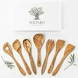 SOLTAKO Olivenholz Küchenutensilien 7er Set 'Le Gourmet'