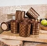 266 ml Osterbrot-Papierform Paska | 25 Stück | Kulich Osterformen – Panettone-Papierform antihaftbeschichtet Panettone Brotbackformen, braunes Design
