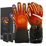 LOTTBUTY Beheizbare Handschuhe 2025 Upgrade,Beheizte Handschuhe Herren Damen mit 7.4V/2×5000mAh Wiederaufladbare Akkus,wasserdichte Beheizbare Motorradhandschuhe Winter für Kifahren,Radfahren,Wandern