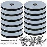 TXErfolg Teflongleiter zum Schrauben 12 Stück Bodengleiter Ø 50 mm (Rund | Schwarz) Möbelgleiter mit 12 Edelstahlschrauben und 2 Bohrer Möbelgleiter-Set Effektiver Schutz Ihrer Möbel Stühle Böden