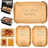 BYKITCHEN 210pcs Backpapier für Heißluftfritteuse Ninja Flex Drawer AF500EU 10,4L Dual Zone,Airfryer Zubehör für Ninja Foodi AF500EU AF500EUCP,Auch kompatibel mit Cecotec Dual 9000 9L