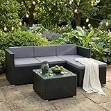 ESTEXO Rattan Lounge Sitzgruppe Polyrattan Gartenmöbel Set Couch 3-Sitzer Rattanmöbel Sofa Set Essgruppe Gartenset Balkon-Set (Schwarz)