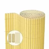 VOUNOT PVC Sichtschutzmatte 90 x 500 cm Verstärkung Innen, Sichtschutz für Garten Balkon Terrasse Zaun, Sichtschutzzaun Balkonverkleidung Windschutz, Bambus