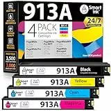 Smart Ink Kompatible Druckerpatronen Kompatibel für HP 913A 913 A 4 Multipack (Schwarz, Blau, Rot, Gelb) Kompatibel mit PageWide 377dw 477dw 352dw 577dw 452dw 477dn 452dn 577z 552dw P55250dw Drucker