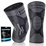 Lusenone 2 Stück Kniebandage Männer Damen - Kompression Kniestütze für Meniskus, Arthrose, ACL, Linderung von Knieschmerzen, Medizinischer Knieorthese für Laufen, Sport Knee Support, Schwarz, 3XL