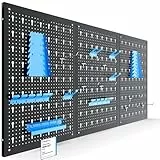 Arebos Werkzeugwand 3-teilige Lochwand Werkstatt | 17-teiliges Hakenset & Halterungen | 117,6 x 59,5 x 2 cm | Werkzeuglochwand aus Metall für Werkstatteinrichtung inkl. Montagematerial | Blau