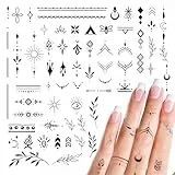 2 Blätter Fake Tattoos Schwarz Temporäre Klebetattoos Erwachsene Wasserdicht Tattoo Mädchen Arm Tattoo Klebe Aufkleber Tatoos zum Aufkleben Frauen Damen Kinder Männer (Europäisches Muster)