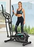 Neezee Ultraleiser Crosstrainer für Zuhause mit 16-Stufiger Widerstandsstufen, 6 kg Magnetischem Schwungrad, Bluetooth-App, Crosstrainer mit LCD-Monitor, Pulssensor, Flaschenhalter-Gerätehalterung
