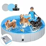 Hundepool Schwimmbecken Ø 160cm für Hunde Kinder Planschbecken oder Anderer Tiere Verstärkte Stärke 5mm tragbar und faltbar - grau