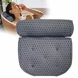 LEODERA Badewannenkissen Grau - Badekissen für Badewanne - ergonomisches Nackenkissen für die Badewanne - Badekissen mit 7 extra starken Saugnäpfen - Badewannen Zubehör