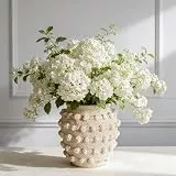 DN DECONATION Vase Beige Zement Blumenvase Strukturierte Knotenvase Vase für Pampasgras, Tischvase für Deko Wohnzimmer, Rustikales Antikes Dekor, Regaldekoration, 16 cm