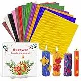 KIYTARBOO 12 Bienenwachsplatten, Wachsplatten für Kerzen, Taufkerze Selber machen set, Kerzen Selber Machen Set,Kerzen Bemalen Set, DIY-Kerzen für Erwachsene und Kinder