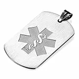 Flongo SOS Kette Halskette Herrenkette, Edelstahl Anhänger Kette Silber Kostenlose Gravur Militärische Erkennungsmarke Armee Stil Dog Tag Medical Alert ID Medizinische Marke Herren-Accessoires