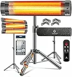 KESSER® Infrarotstrahler Heizstrahler Terrassenstrahler 2500W mit Fernbedienung inkl. Schutzhülle höhenverstellbarem Teleskopstativ Wickeltischstrahler Terrassenheizer Quarzstrahler Infrarot