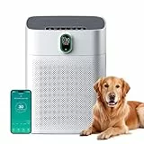 MERONTE Luftreiniger für Zuhause & Raucherräume, Allergikerfreundlich, HEPA Filter Gegen Staub Pollen, CADR 300 m³/h für 100 m², 24 dB Leise, Timer, Luftqualitäts-Feedback & Automodus, 1 Pack + 3 Modi