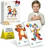 Pantomime Spiel Kinder - Lustiges Lern- & Ratespiel Kartenset für die ganze Familie, ScharadeSpiel Kinder Geschenkidee für Mädchen & Jungen - Spiele ab 4, 5, 6, 7, 8, 9 Jahre