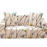 HYSENM Sofa Überwürfe 1 Sitzer 85-140 cm Elastische Stretch Sitzer Sofabezug Sofa Abdeckung Weiche Couchbezug Anti-Rutsch, Löwenzahn