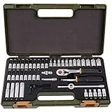PROXXON Steckschlüsselsatz, Feinmechaniker-Satz mit 1/4'-Umschaltratsche sowie Schraubendrehergriff, 50-teiliges Werkzeug-Set mit Kunststoffkoffer, 23280