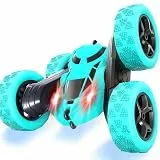 MidiVix Ferngesteuertes Auto, 90 Min Spielzeit, 2.4Ghz Doppelseitig 360° drehbare RC Stunt Crawler mit Scheinwerfern, 4WD Off Road Drift RC Auto Spielzeug Geschenke für Jungen 6-12 Hellblau