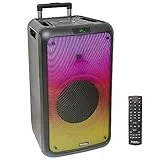 Ibiza - Street-Wave-MAX - 600W/12 Tragbares Lautsprechersystem mit Batteriebetrieb, Bluetooth, USB und microSD - Wave LED-Effekte und TWS Wireless-Verbindung - Schwarz