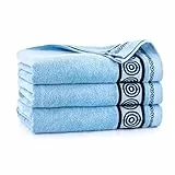 ZWOLTEX Handtuch Sets - Badetuch - Handtuch - Gästetuch | Design Velour Borte I 100% Ägyptischer Baumwolle I Sammlung Rondo 2 - Rondo 2 Sky Blue -5454 2X(50x90)
