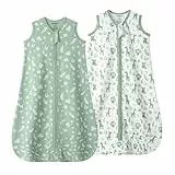 Mosebears Schlafsack Baby Sommer Schlafsack 0.5 Tog Babyschlafsack 100% Baumwolle atmungsaktiv Babyschlafsack (2pack Grün, M(6-12 Months))