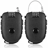 Fentar 2Stk Kabelschloss Zahlenschloss 4 Stellig, 130cm Einziehbare Seilschloss Klein, Wasserdichtes Fahrradschloss Helmschloss, Skischloss, Scooter Schloss, Zahlenschloss für Helm Motorrad Koffer