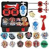 Keapoote 12 Pcs Battling Top Gyros Turbos Set, Kreisel 4D Spielzeug Geschenk 3 Launcher Mit Box 06A