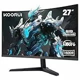 KOORUI Gaming Monitor 27 Zoll, 1500R Fläche Bildschirm 2560X1440 (QHD), 180HZ 1ms Mornitor, DCI-P3 85%, Ultradünne Blende, Einstellbare Neigung, Unterstützt HDMI/DP