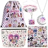 Party Mitgebsel Kindergeburtstag- Kordelzug Rucksack Geschenke Party Favor Spielzeug mit Aufkleber Armband Halskette Brosche Schlüsselanhänger Weihnachts Goodie Bag Füllstoffe für Mädchen Jungen